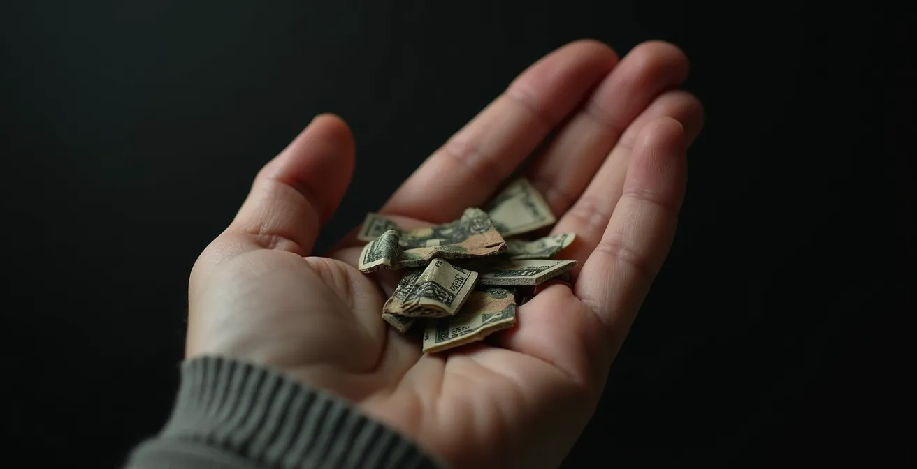 Image symbolique d’une main tenant des parts sociales éclatées, représentant la perte de contrôle dans une entreprise.