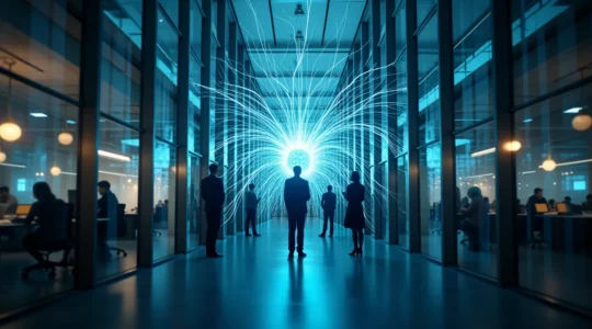 Illustration symbolique d'un système nerveux humain intégré dans une entreprise