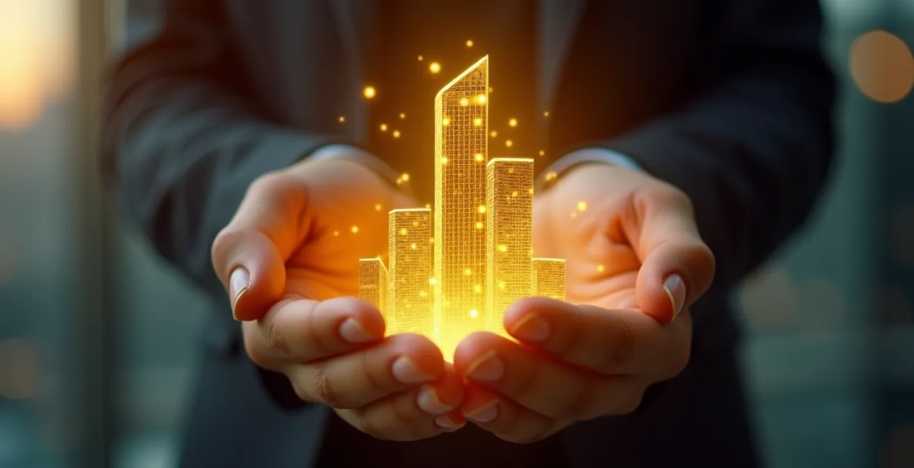 Illustration symbolique représentant une entreprise comme un actif patrimonial durable et précieux