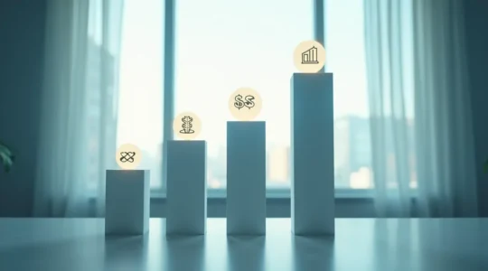 Une illustration symbolique représentant les 5 piliers de la pérennité d'une SARL avec des éléments financiers, trésorerie, culture et croissance