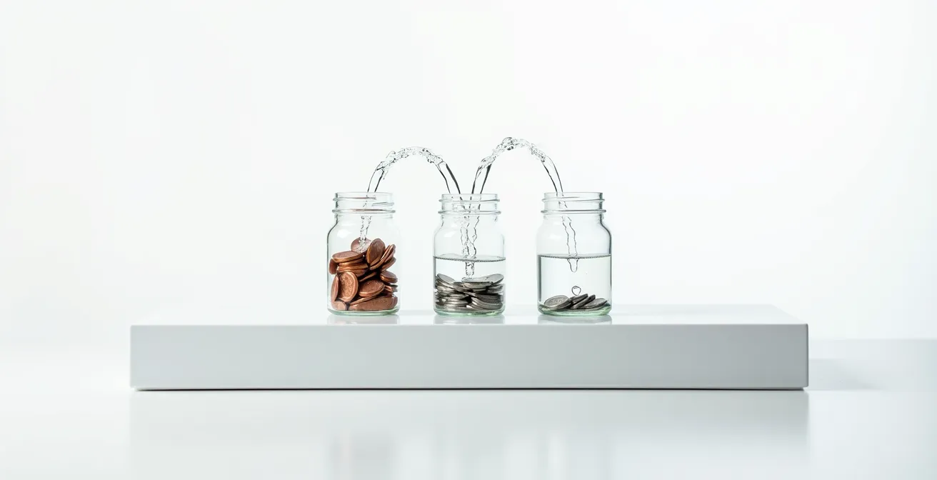 Représentation visuelle du cycle de conversion de trésorerie avec flux financiers