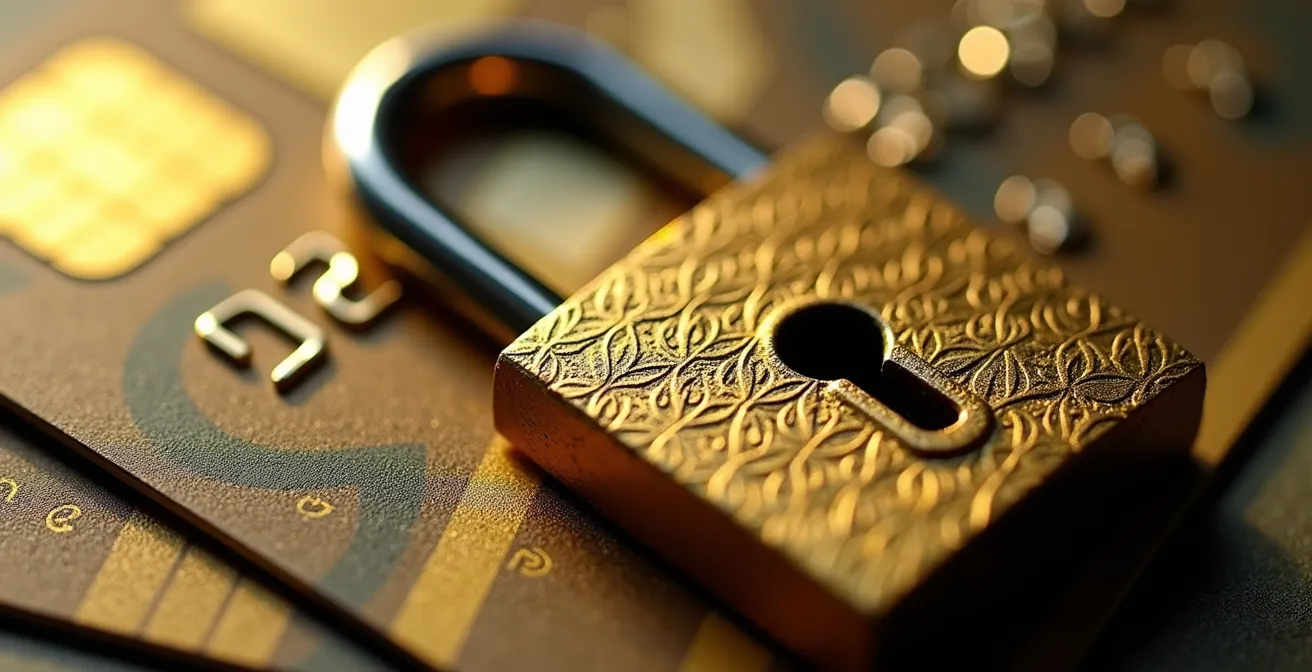 Composition abstraite représentant la sécurité et la confiance dans le commerce en ligne