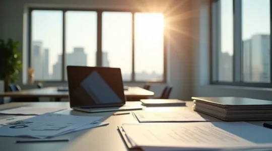 Entrepreneur travaillant sur les démarches de création d'entreprise dans un bureau moderne