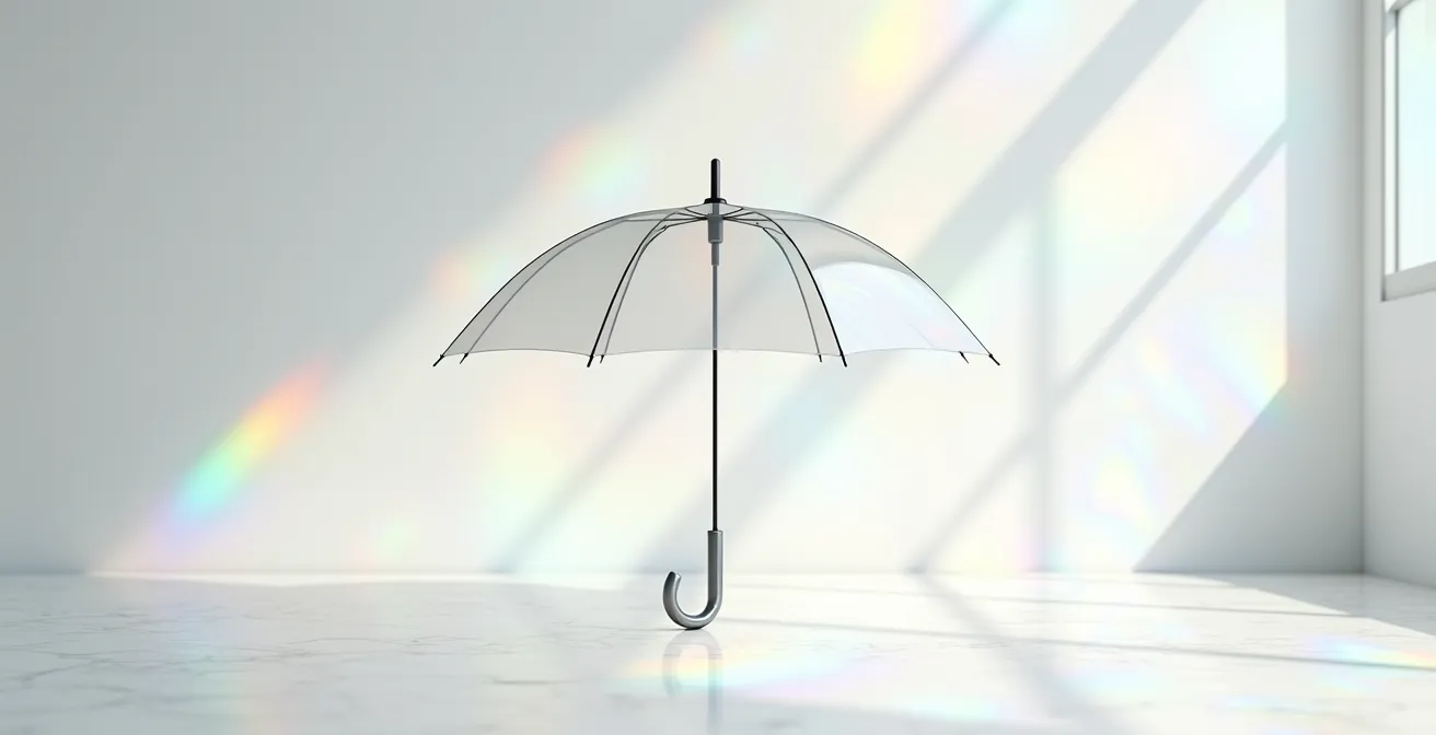 Métaphore visuelle de la protection d'entreprise avec parapluie