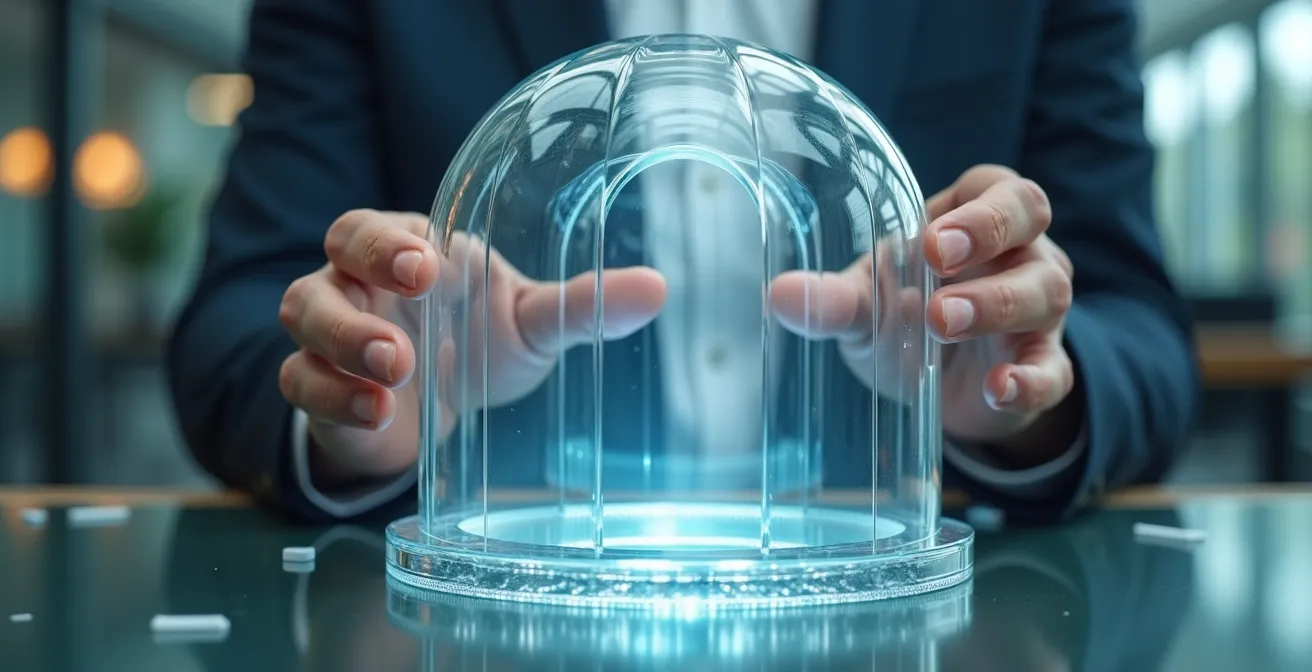 Métaphore visuelle d'une protection financière solide pour l'entreprise